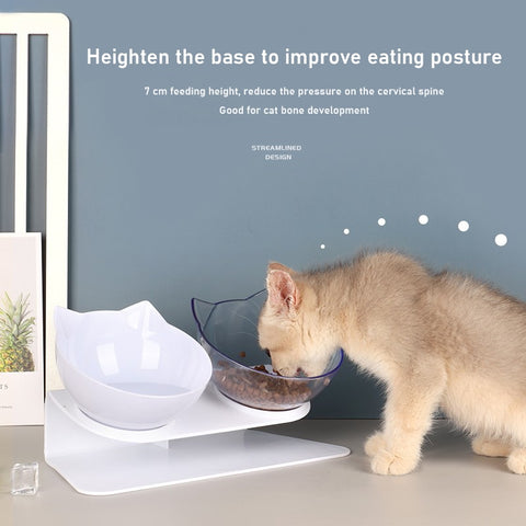 Image of Non-slip cat bowl double-layer with stand
